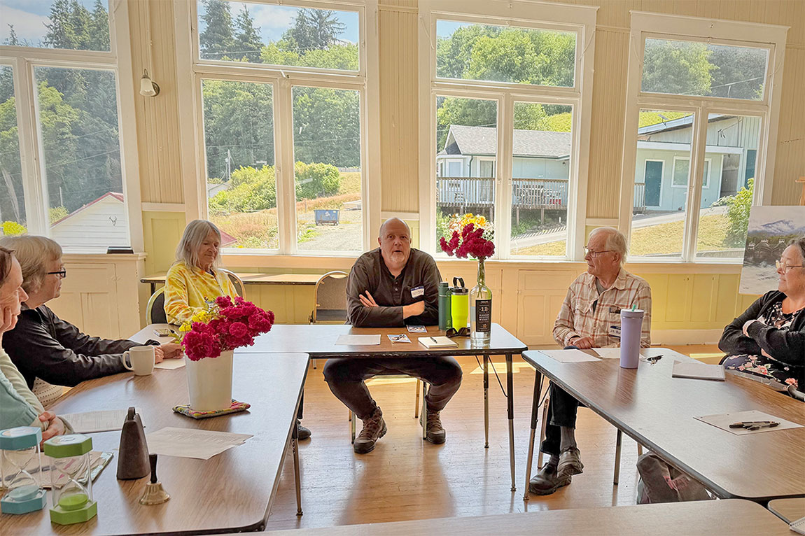 “Where I’m From” Writing Workshop at Sekiu Community Center. Photo by Nancy Messmer.