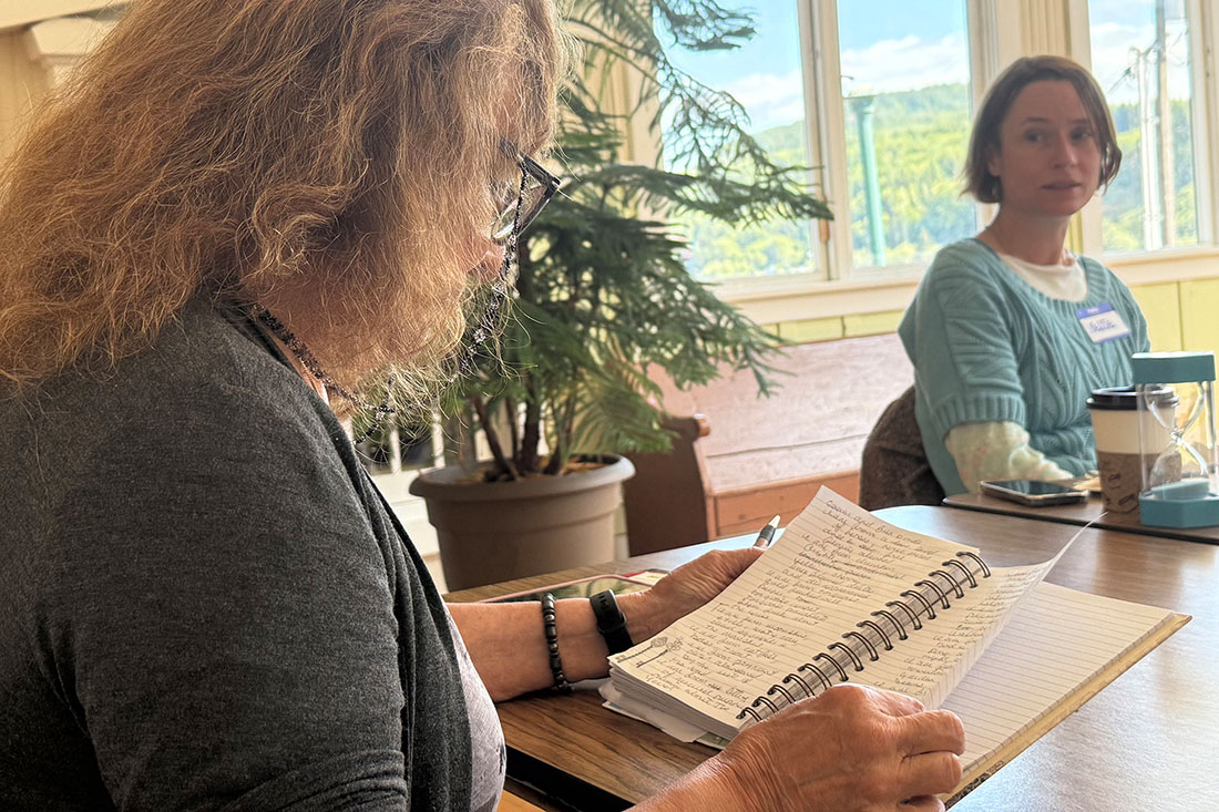 “Where I’m From” Writing Workshop at Sekiu Community Center. Photo by Nancy Messmer.