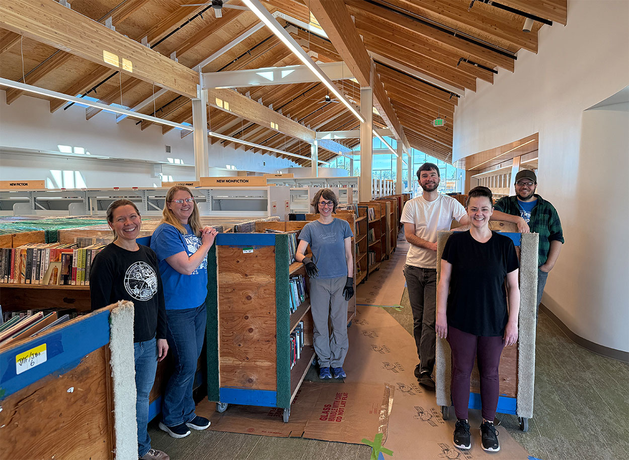 NOLS staff members enjoy a quick pause during the seamless moving process.